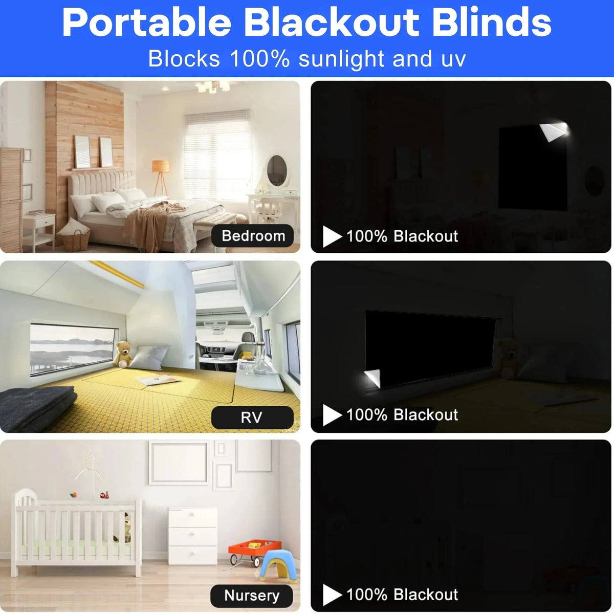 Magnetic Blackout Window Shades for Bedroom Nursery and Kids Room