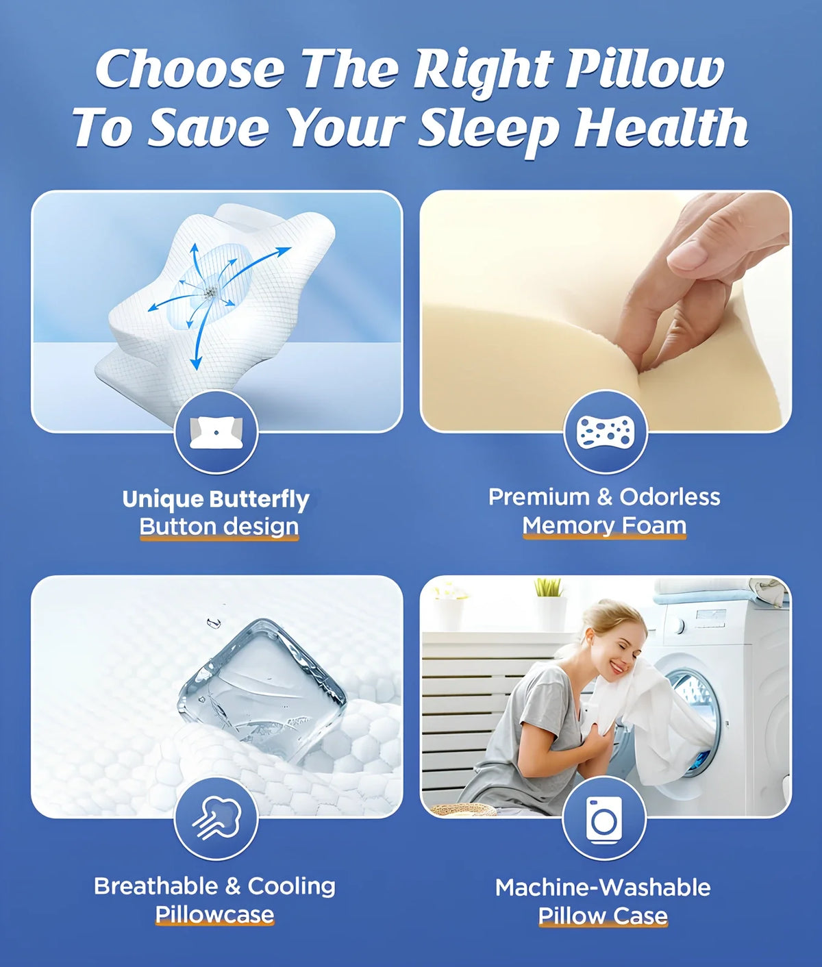 Memory Foam Neck Pillow for Cervical Support and Better Sleep