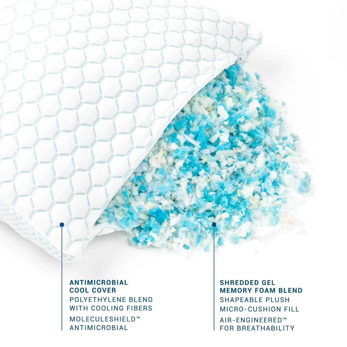 Shredded Memory Foam Pillow Cooling Adjustable Support