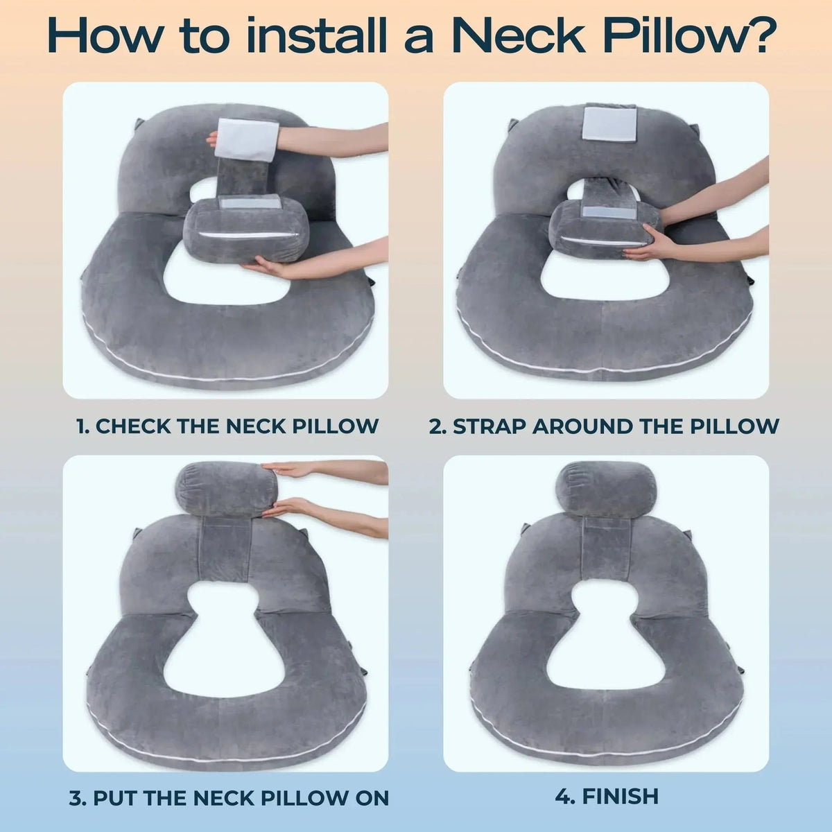 Adjustable U Shaped Reading Pillow with Folding Modular Design