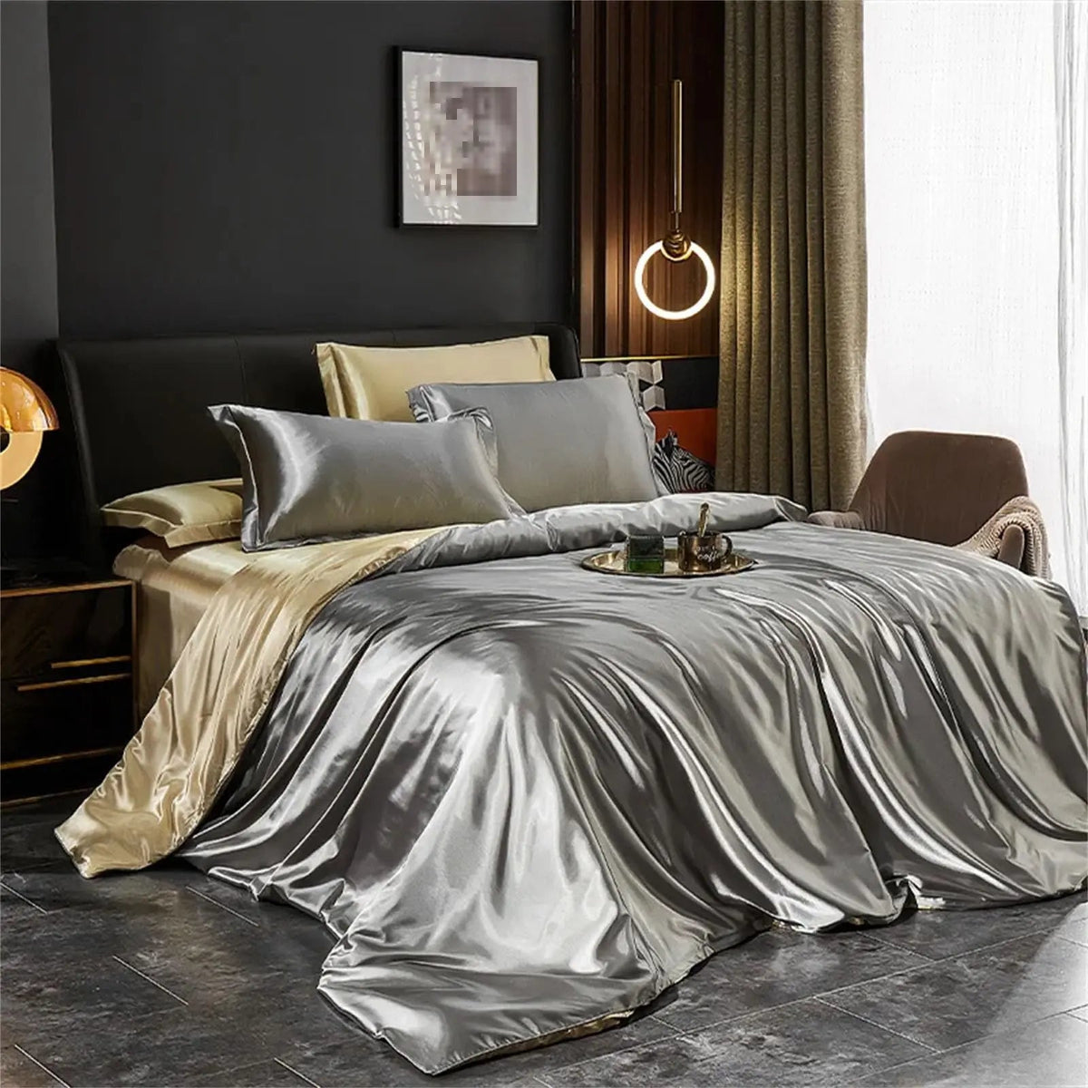 Mulberry Silk Bedding Set with Duvet Cover Sheet and Pillowcases
