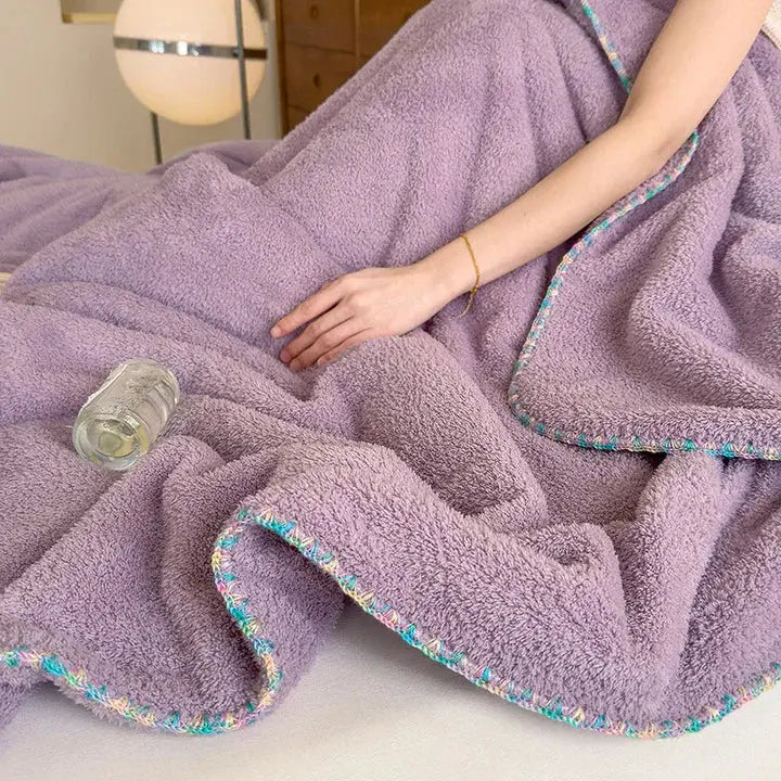 Double Thick Lamb Plush Bed Throw Blanket for Winter Warmth