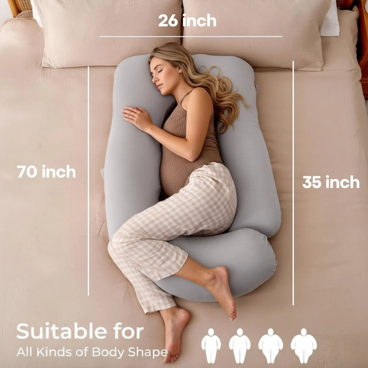 U Shaped Pregnancy Body Pillow for Cooling Full Body Support