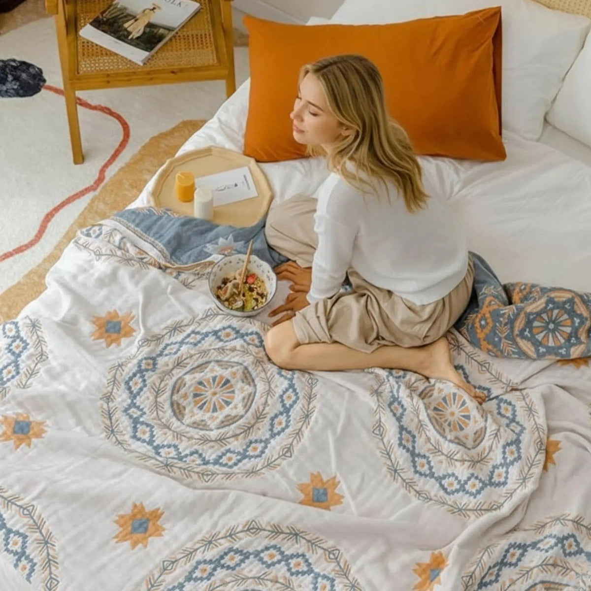 Nordic Boho Cotton Gauze Bedspread for Bed Sofa and Summer Use