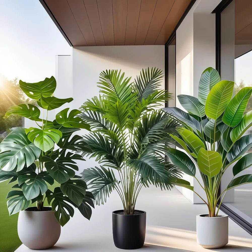 3pcs Large Artificial Areca Palm Plant with 36 Leaves Tropical Potted Plants Suitable for Indoor Garden Decoration Potted Plant