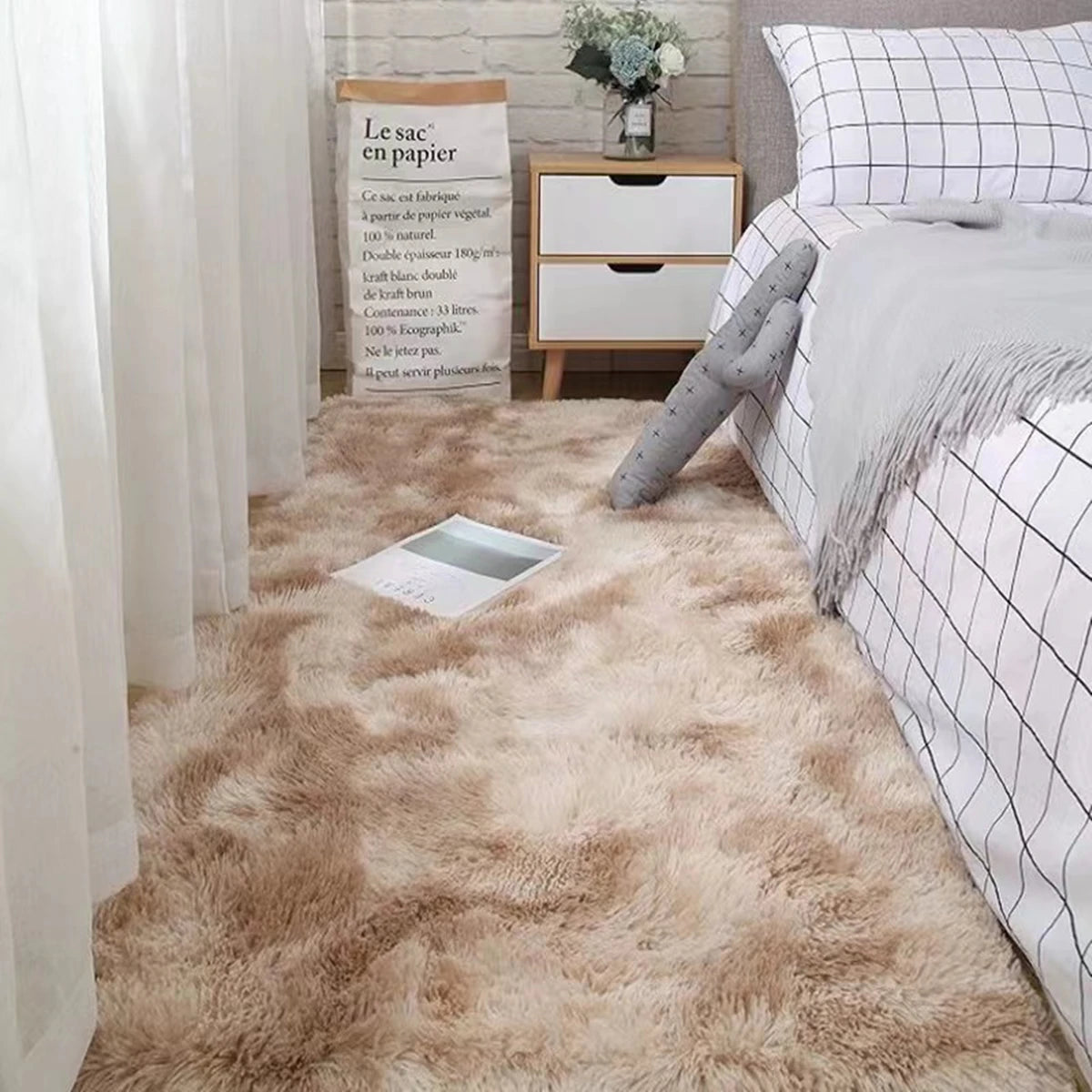 Tie-Dye Fluffy Shag Area Rug for Bedroom Living Room Nursery Floors