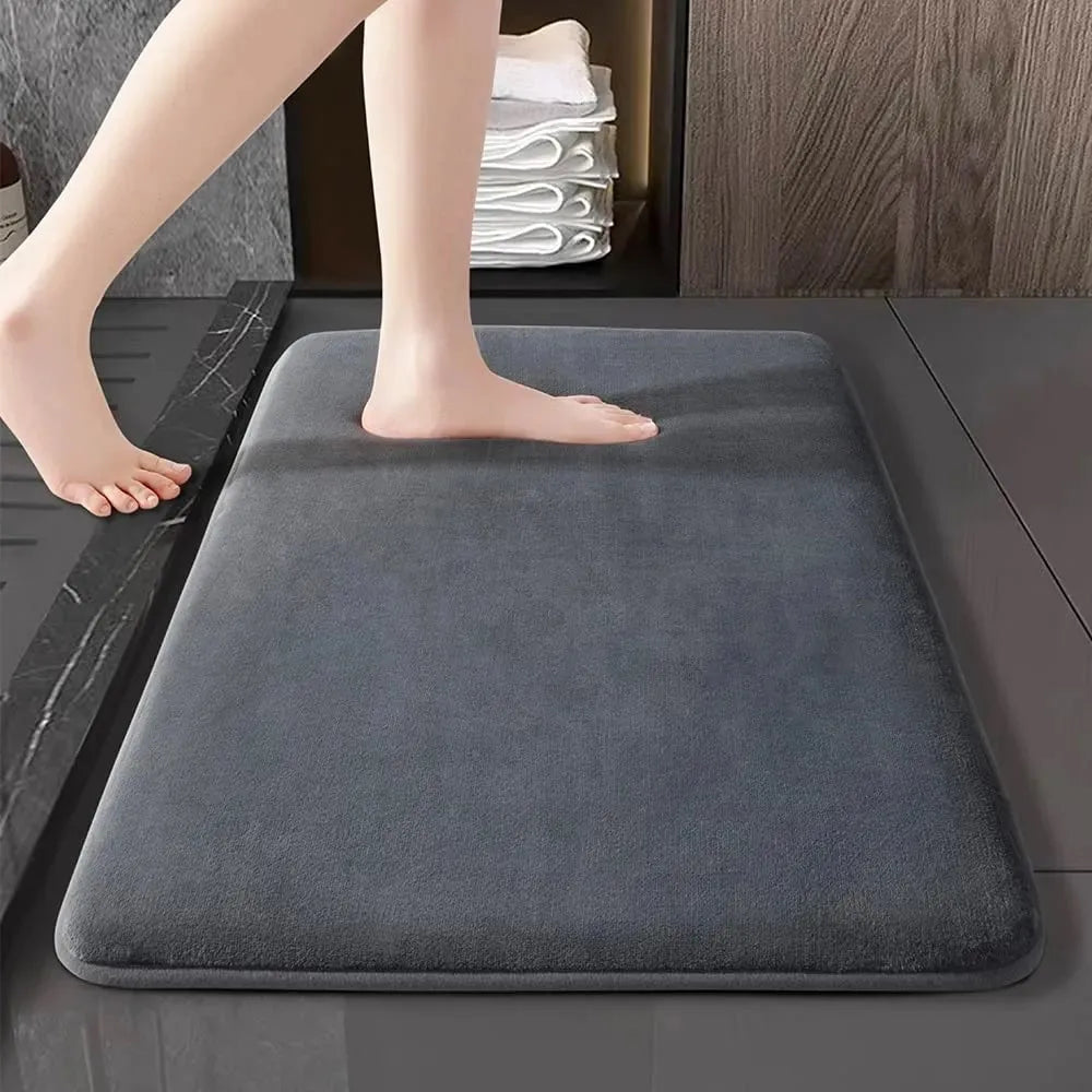 Super Absorbent Coral Velvet Bath Mat Anti-Slip Shower Floor Door Rug