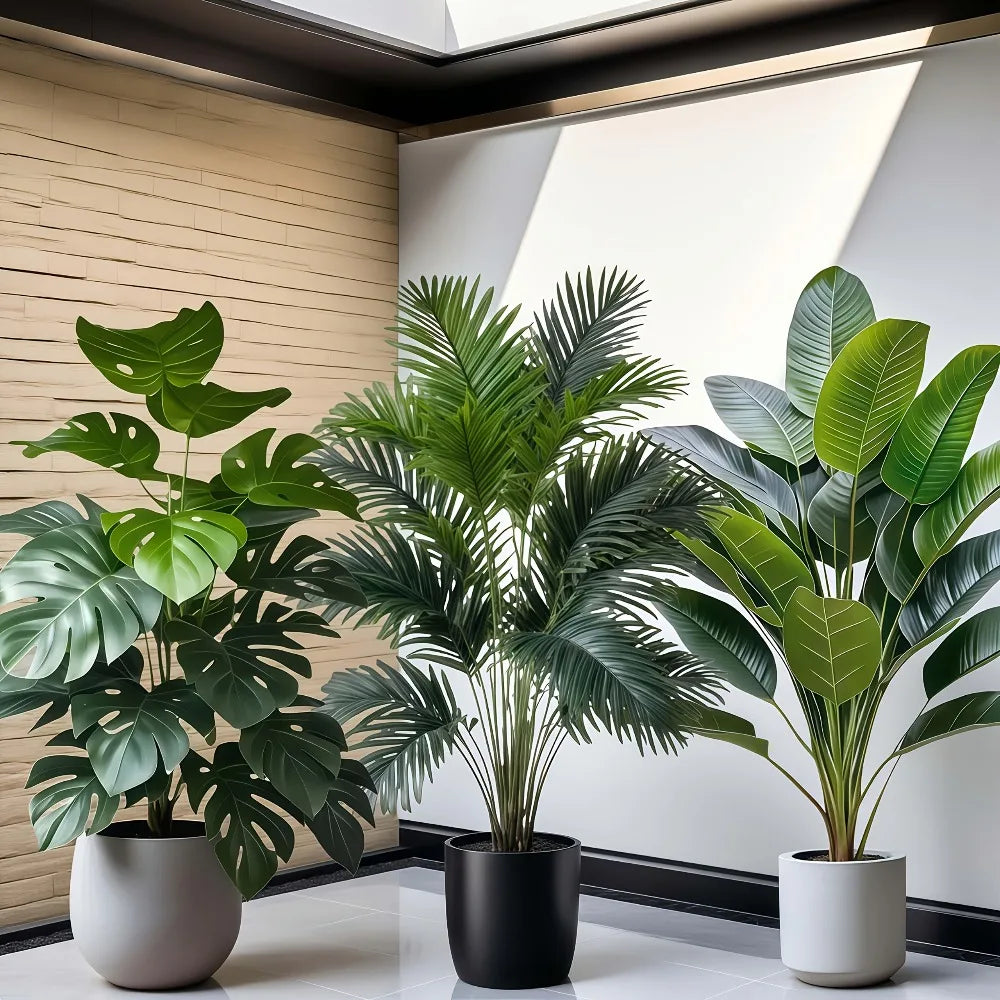 3pcs Large Artificial Areca Palm Plant with 36 Leaves Tropical Potted Plants Suitable for Indoor Garden Decoration Potted Plant