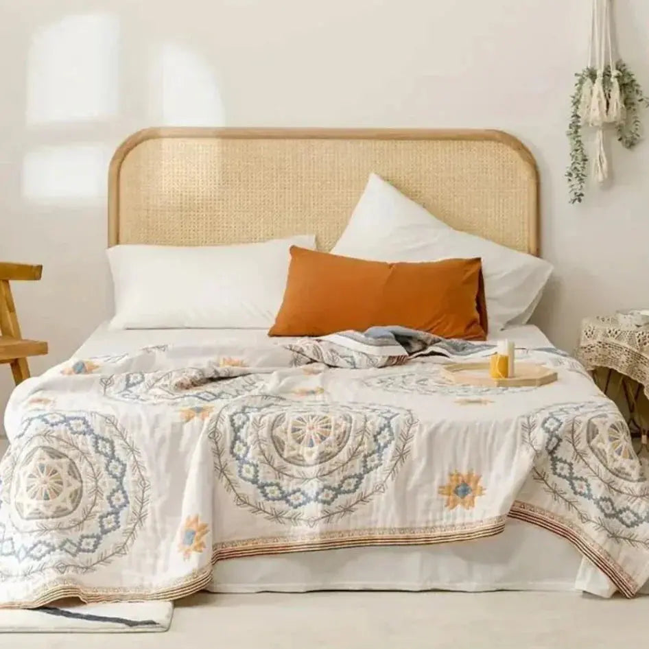 Nordic Boho Cotton Gauze Bedspread for Bed Sofa and Summer Use