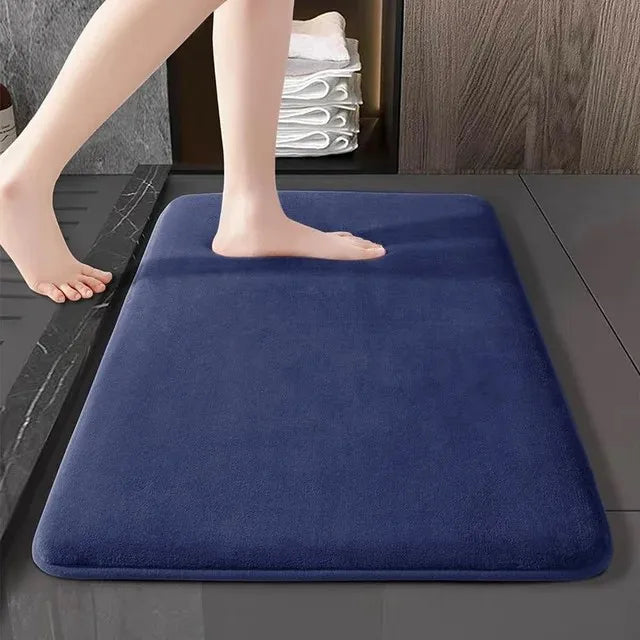 Super Absorbent Coral Velvet Bath Mat Anti-Slip Shower Floor Door Rug