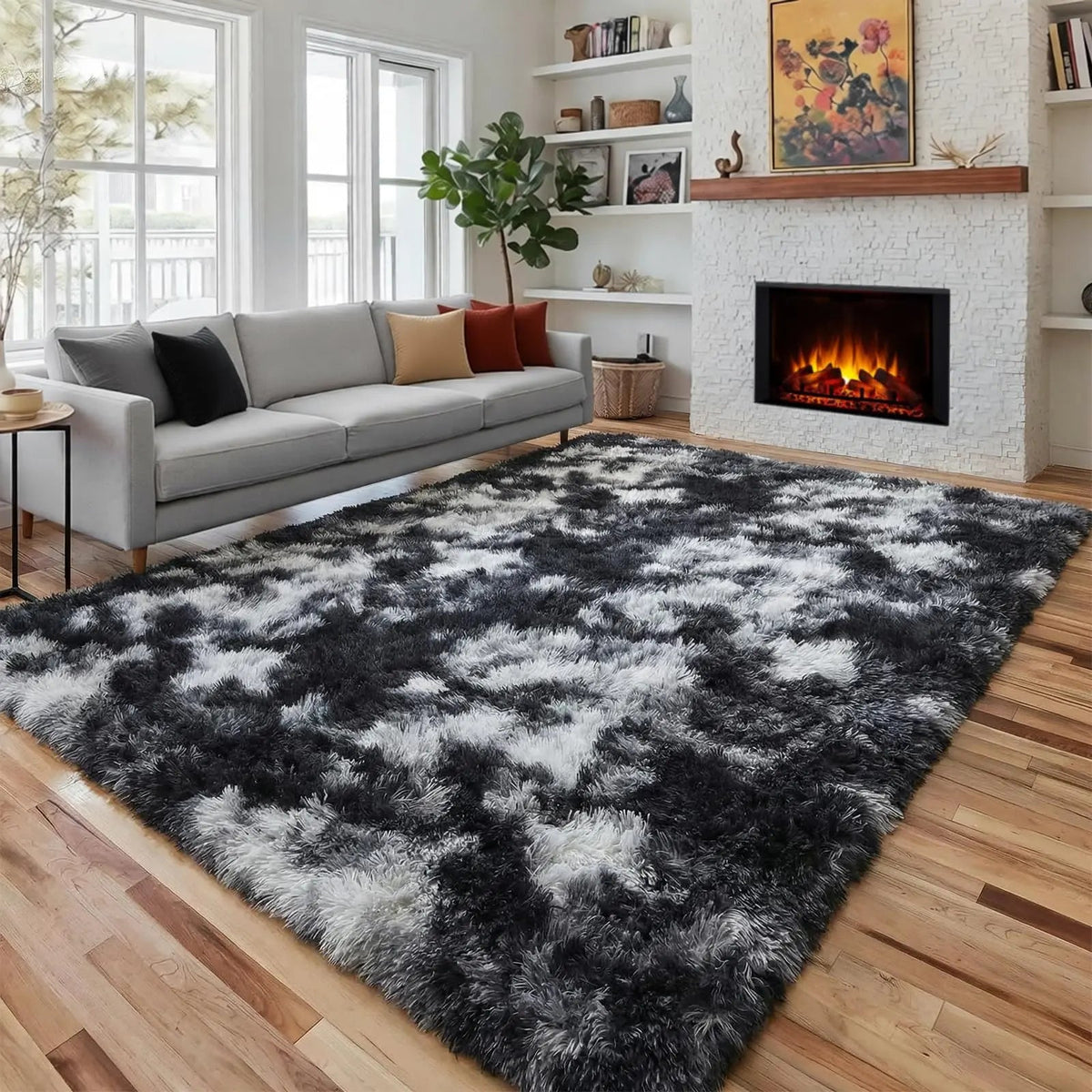 Nordic Fluffy Long Hair Area Rug for Bedroom Kids Room and Bedside