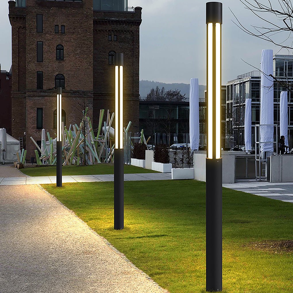 Black LED Cylinder Bollard Light for Outdoor Landscape Pathway