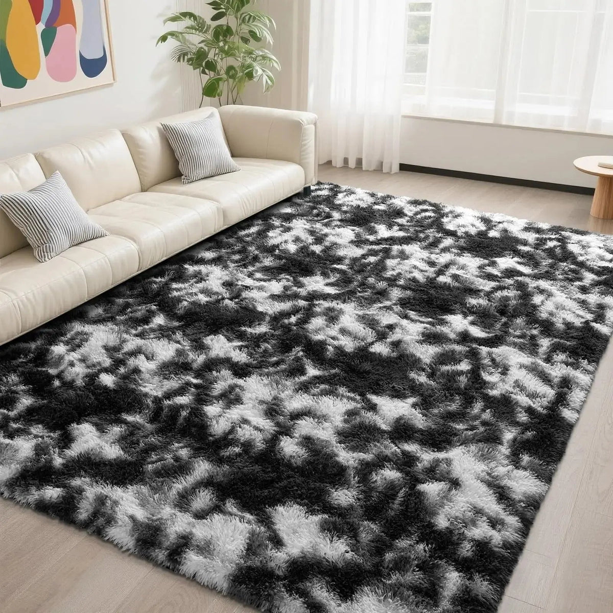 Nordic Fluffy Long Hair Area Rug for Bedroom Kids Room and Bedside