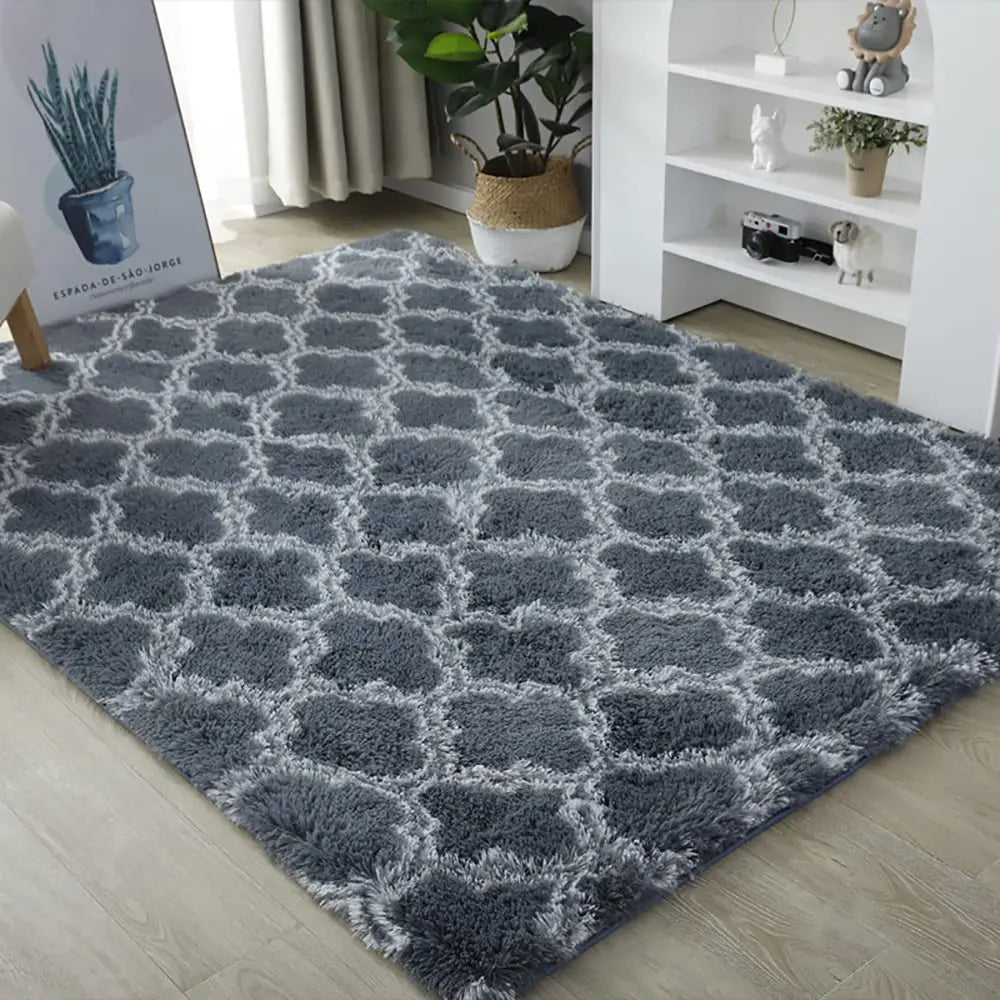 Nordic Fluffy Long Hair Area Rug for Bedroom Kids Room and Bedside
