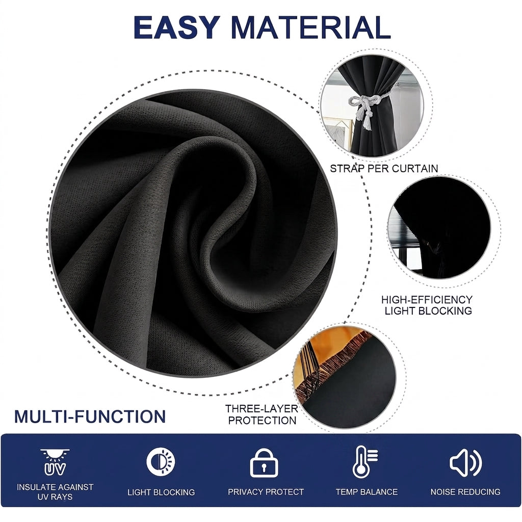 Self Adhesive Portable Blackout Curtain for Bedroom and Travel