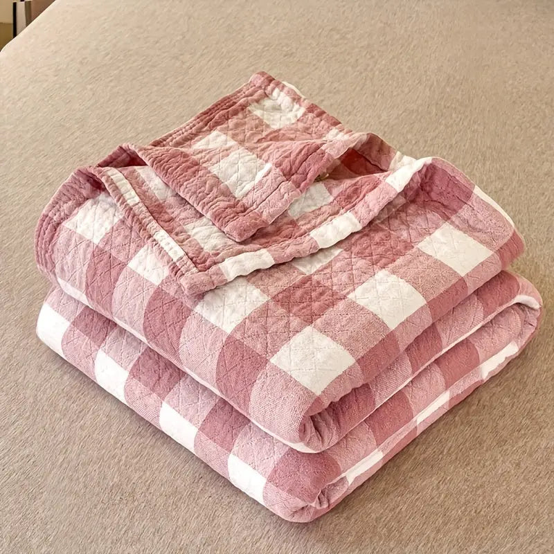 Boho Cotton Quilt Lightweight Bedroom Bedding Pink Blue