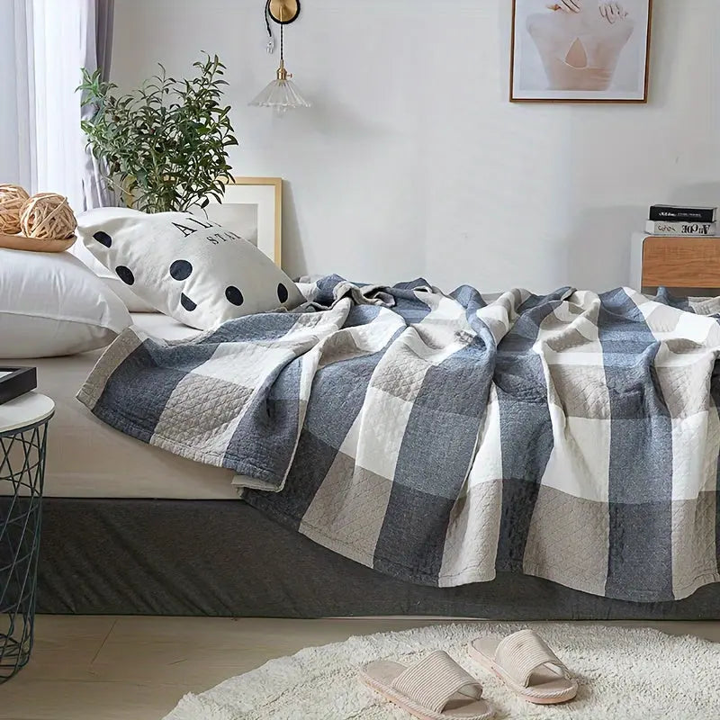 Boho Cotton Quilt Lightweight Bedroom Bedding Pink Blue