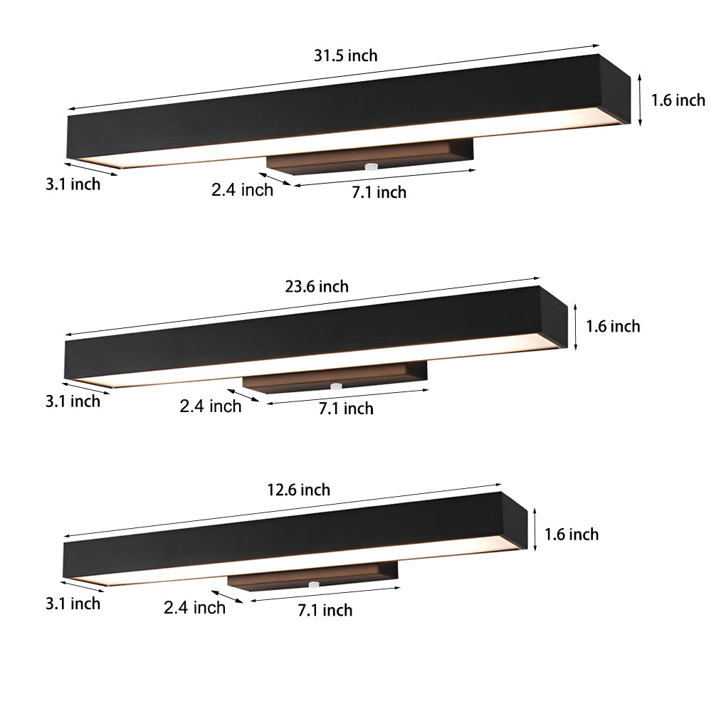 LED Linear Wall Light Outdoor Black Rectangular Lamp