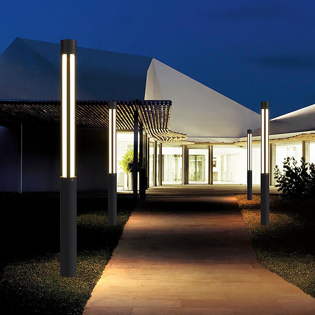 Black LED Cylinder Bollard Light for Outdoor Landscape Pathway