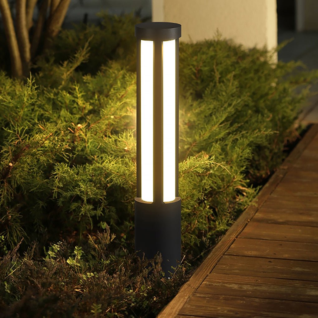 Black LED Cylinder Bollard Light for Outdoor Landscape Pathway