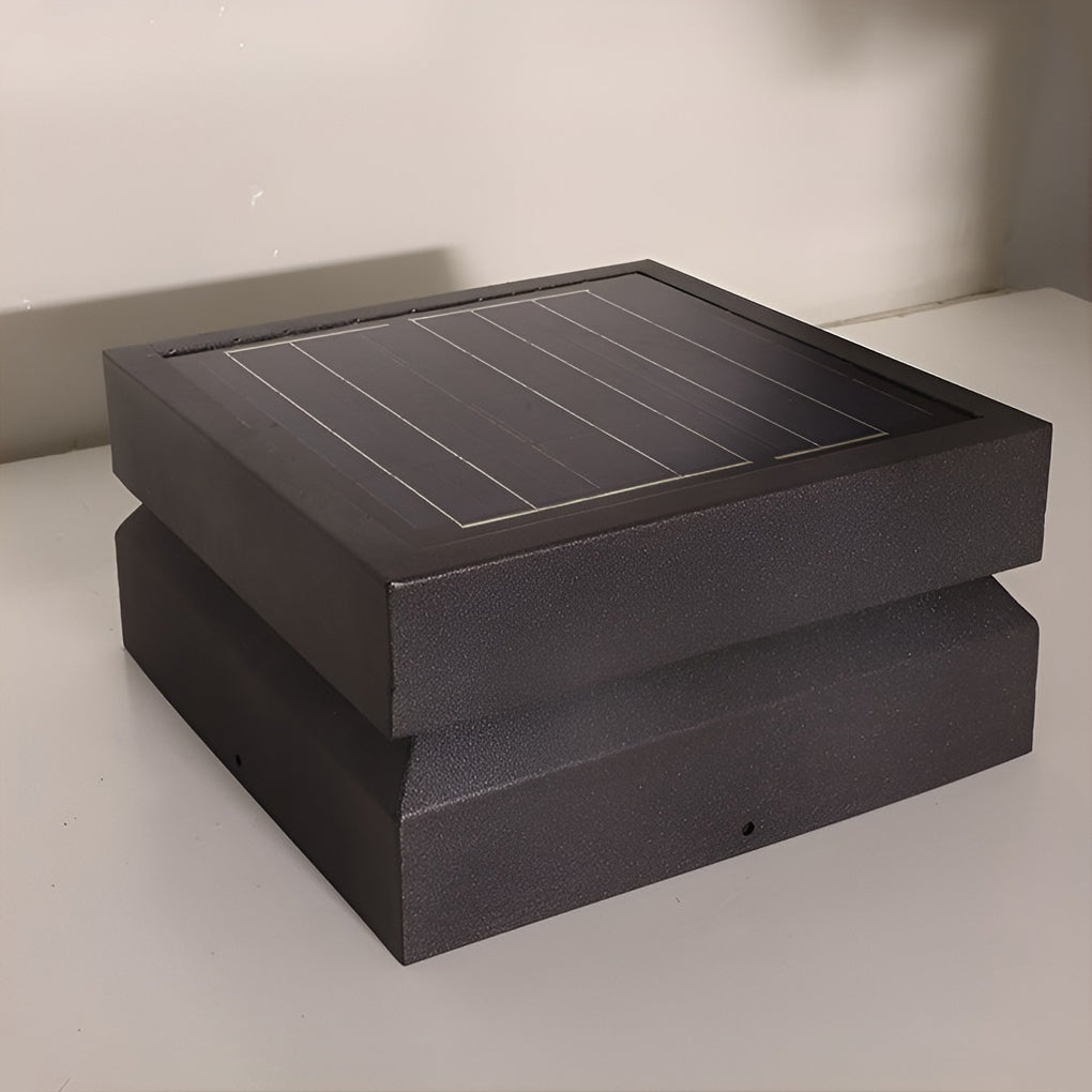 Square Black Solar Post Lights for Outdoor Deck Pillar Lighting