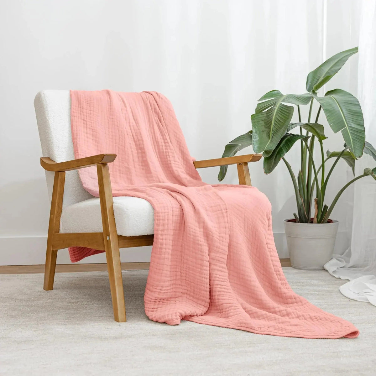 Lightweight Cotton Muslin Throw Blanket Soft Breathable Layer