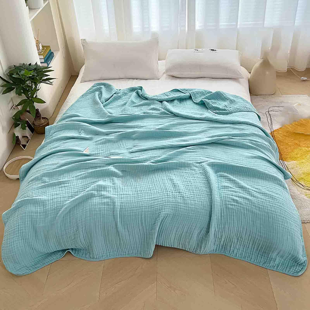 Lightweight Cotton Muslin Throw Blanket Soft Breathable Layer
