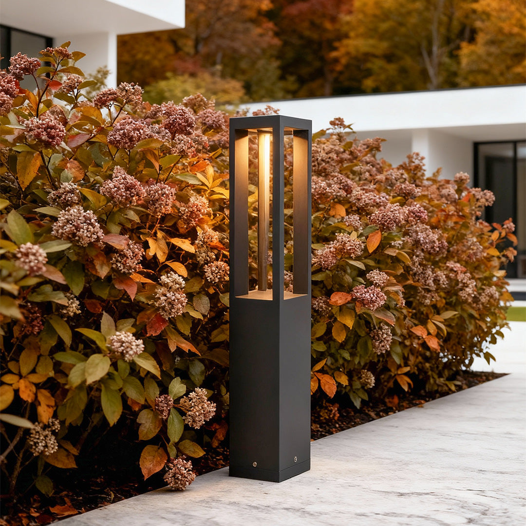 Modern Black LED Bollard Garden Light for Outdoor Landscape Pathway