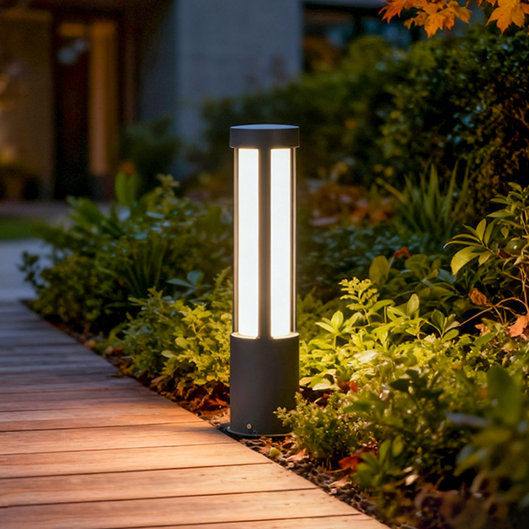 Black LED Cylinder Bollard Light for Outdoor Landscape Pathway