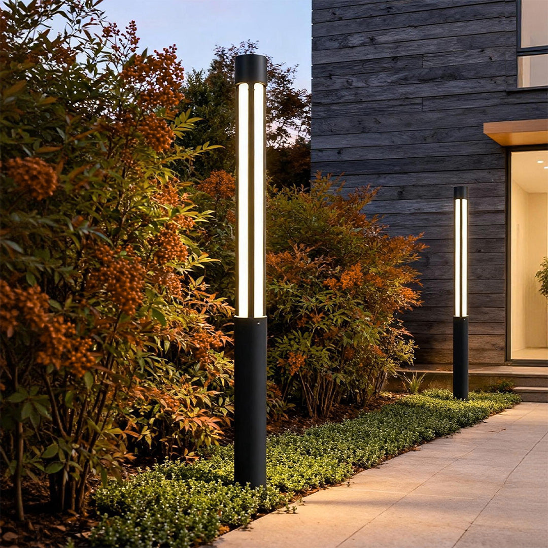 Black LED Cylinder Bollard Light for Outdoor Landscape Pathway