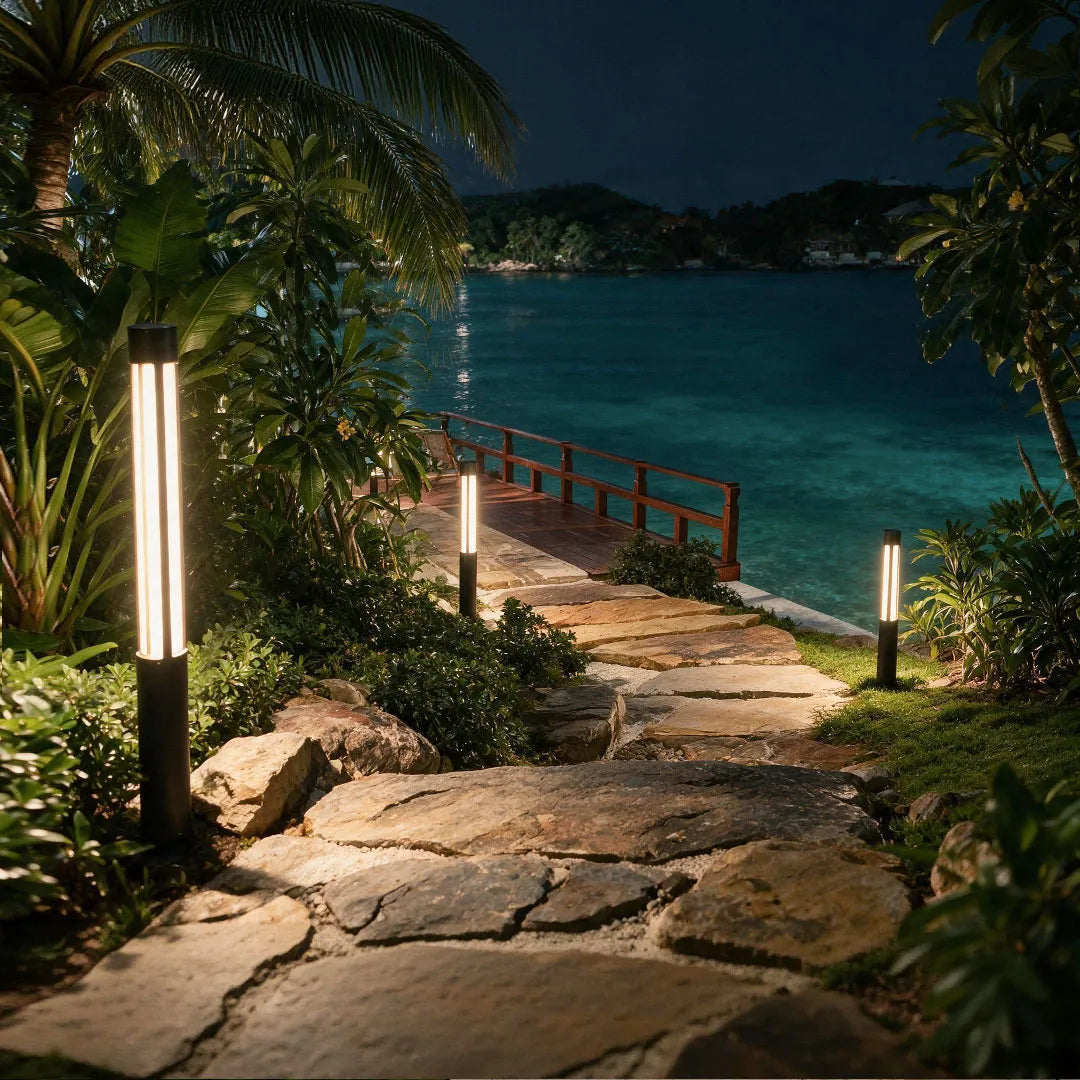 Black LED Cylinder Bollard Light for Outdoor Landscape Pathway