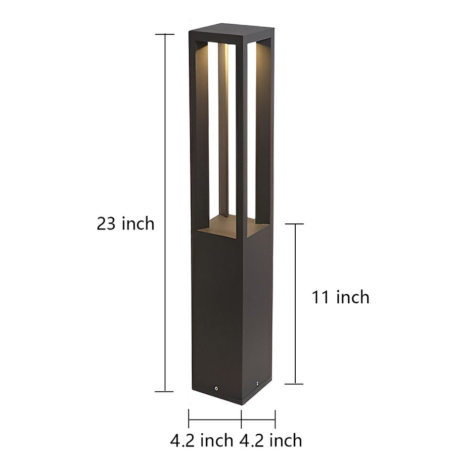 Modern Black LED Bollard Garden Light for Outdoor Landscape Pathway