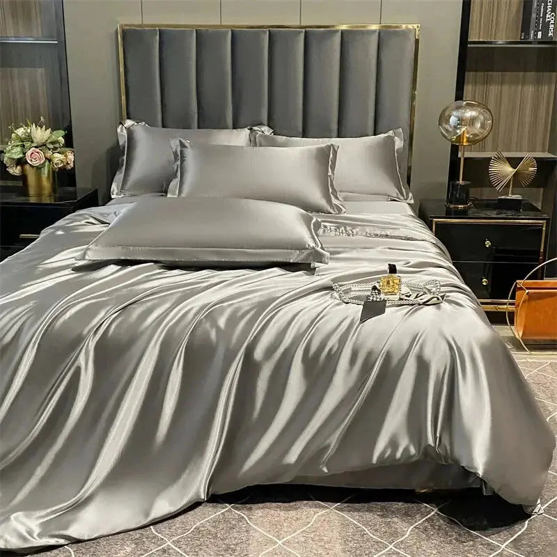 Mulberry Silk Bedding Set with Duvet Cover Sheet and Pillowcases