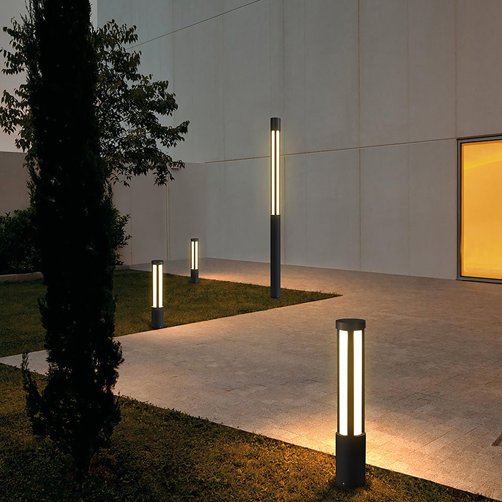 Black LED Cylinder Bollard Light for Outdoor Landscape Pathway