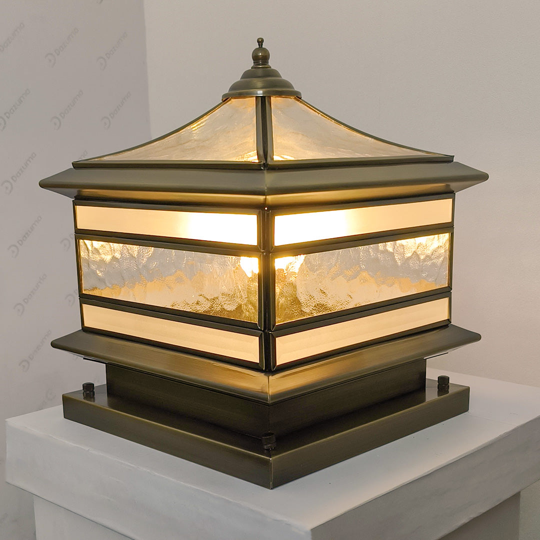Copper Solar Pillar Light for Outdoor Fence Post Garden Deck