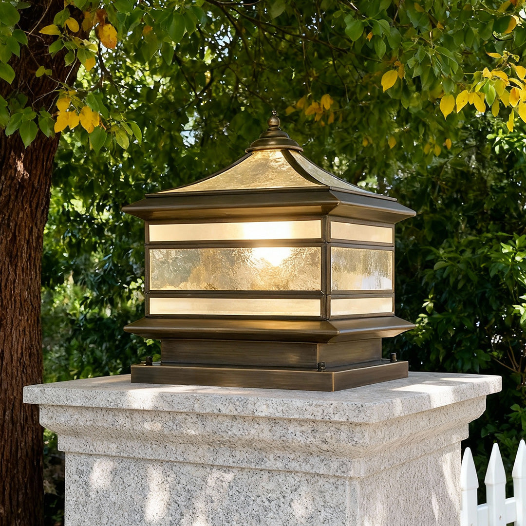 Copper Solar Pillar Light for Outdoor Fence Post Garden Deck