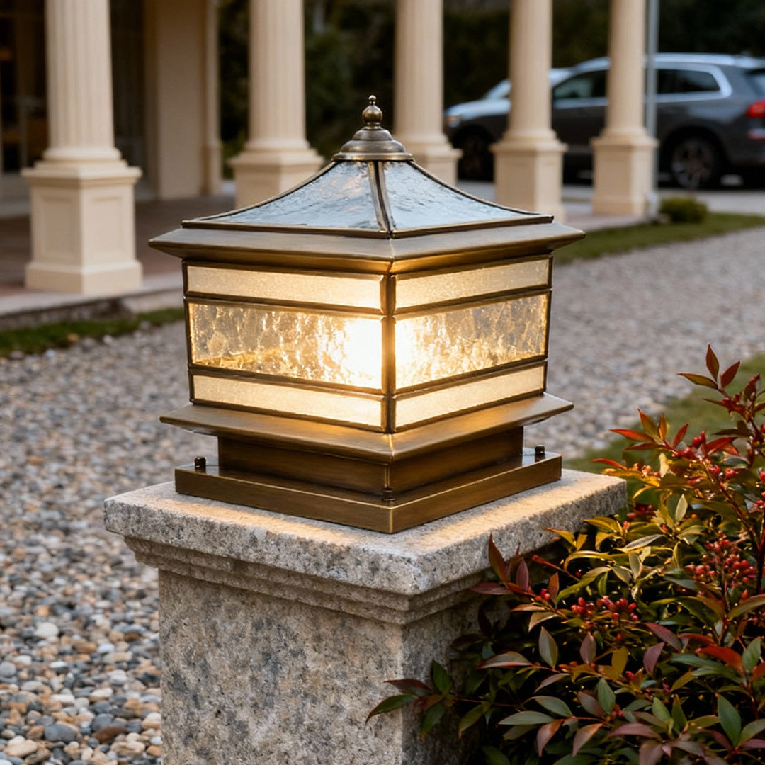 Copper Solar Pillar Light for Outdoor Fence Post Garden Deck