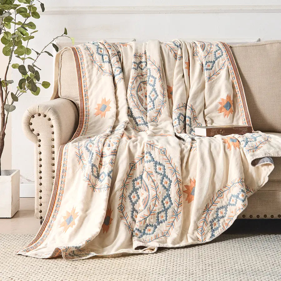 Nordic Boho Cotton Gauze Bedspread for Bed Sofa and Summer Use