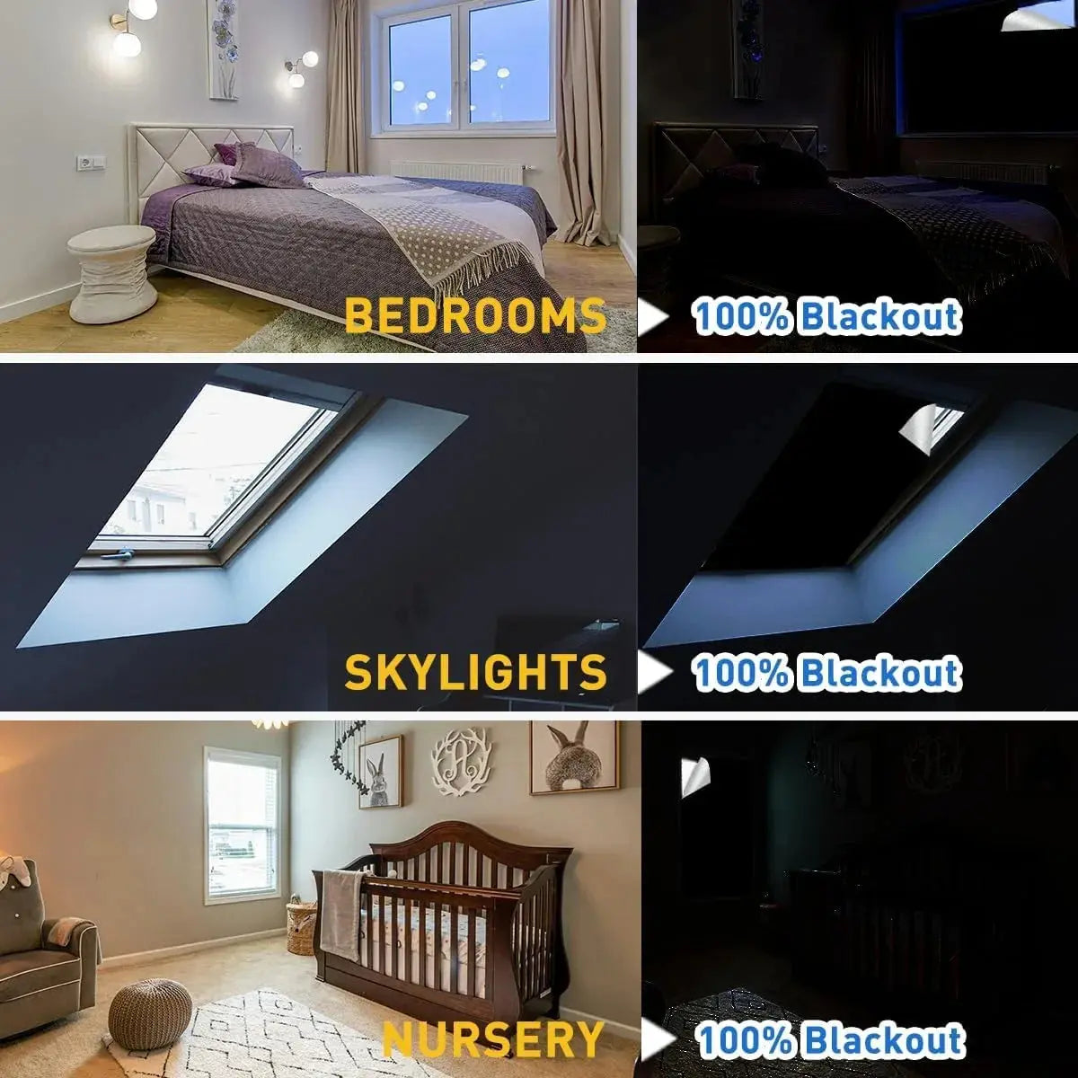 Magnetic Blackout Window Shades for Bedroom Nursery and Kids Room