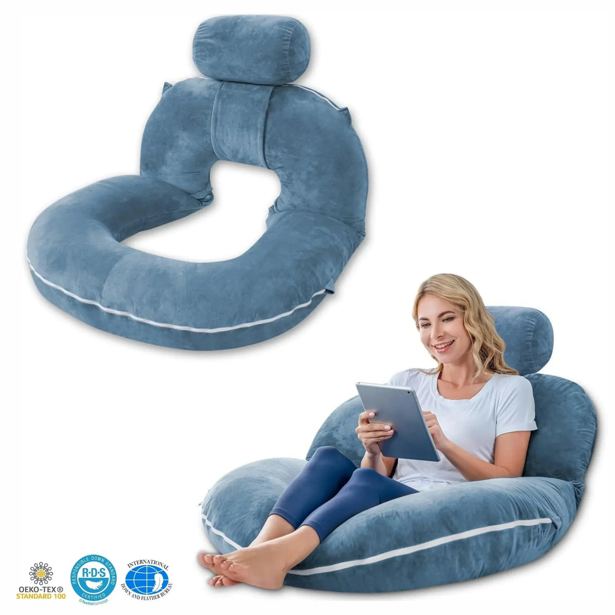 Adjustable U Shaped Reading Pillow with Folding Modular Design