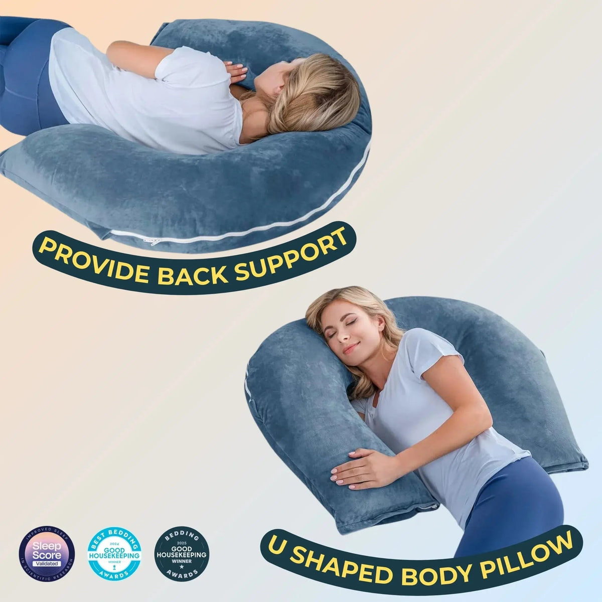 Adjustable U Shaped Reading Pillow with Folding Modular Design