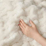 Ruched Faux Fur Throw Blanket Double Sided Cozy Reversible Design