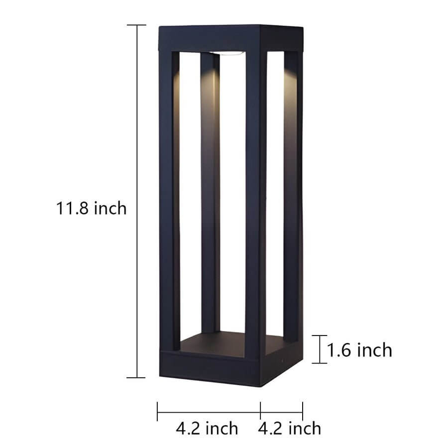Modern Black LED Bollard Garden Light for Outdoor Landscape Pathway