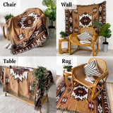 Woven Throw Blanket with Tassels Reversible Brown Sofa Bed