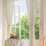 Tasseled Embroidered Stripe Semi-Sheer Curtain Panels