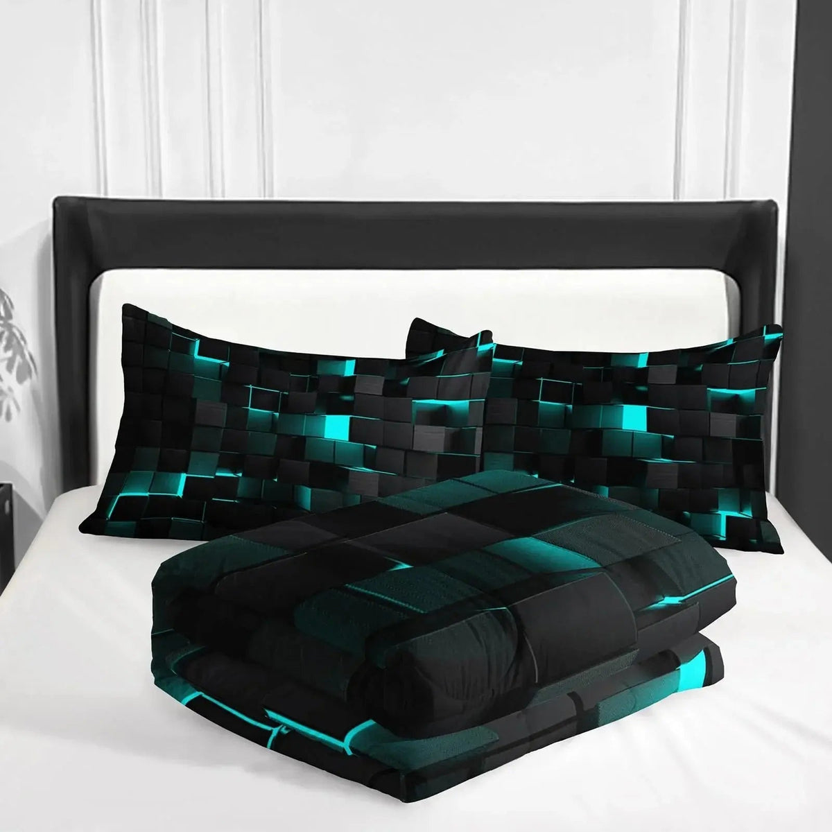 Modern Geometric Comforter Bedding Set with Quilt and 2 Pillowcases