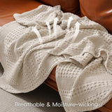 Breathable Cotton Waffle Weave Blanket for Bed Sofa and Summer Use
