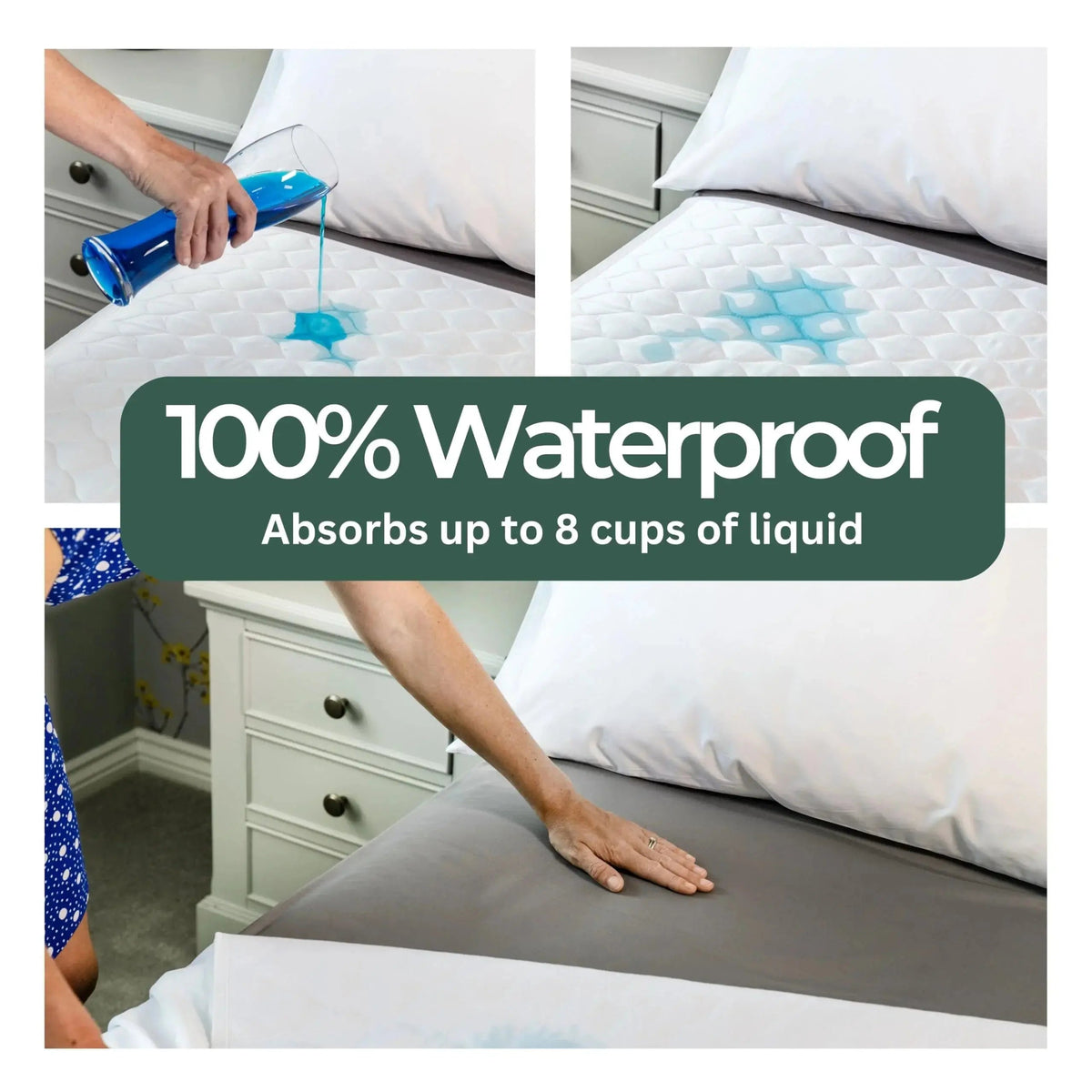 Waterproof Quilted Mattress Pad Protector with Fitted Elastic Design