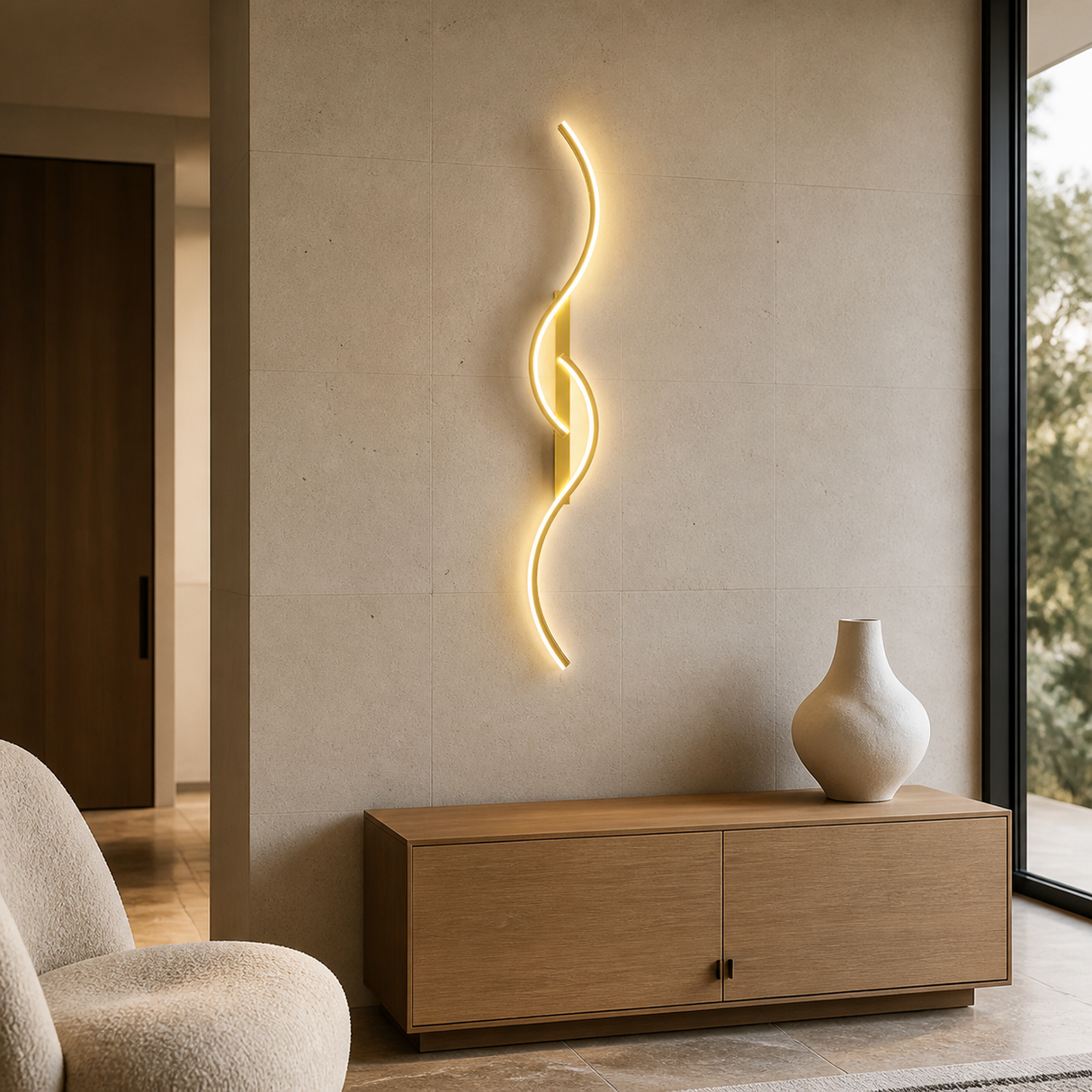 Virela Sculptural Wave Wall Light