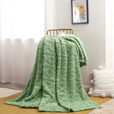 Ruched Faux Fur Throw Blanket Double Sided Cozy Reversible Design